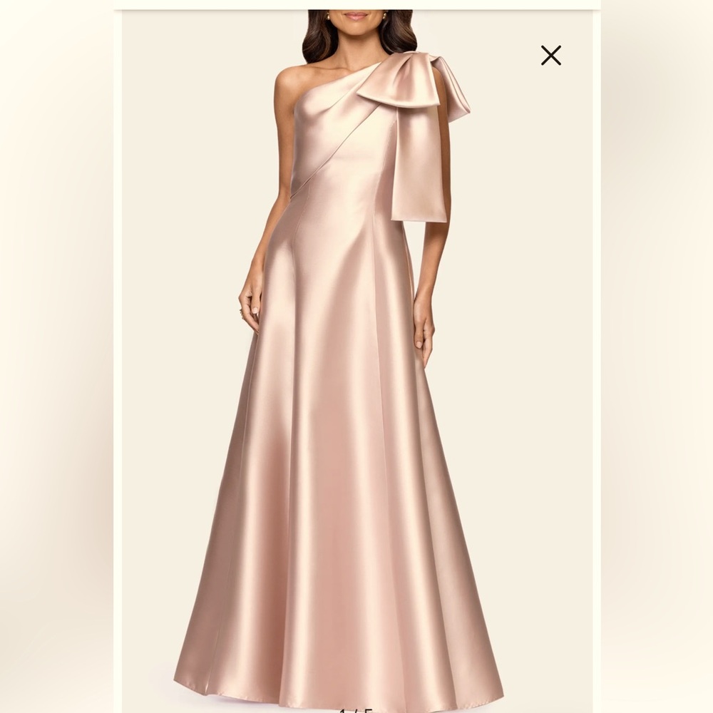 Betsy&Adam Twill Satin Bow One-Shoulder Gown,sz 6,Blush/actual Color: # 1-2, New